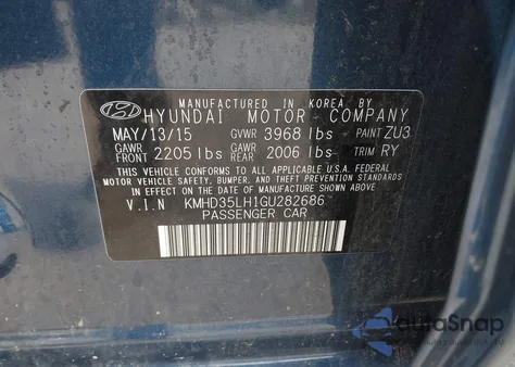 2016 Hyundai Elantra Gt из США, поврежденный, VIN KMHD35LH1GU282686